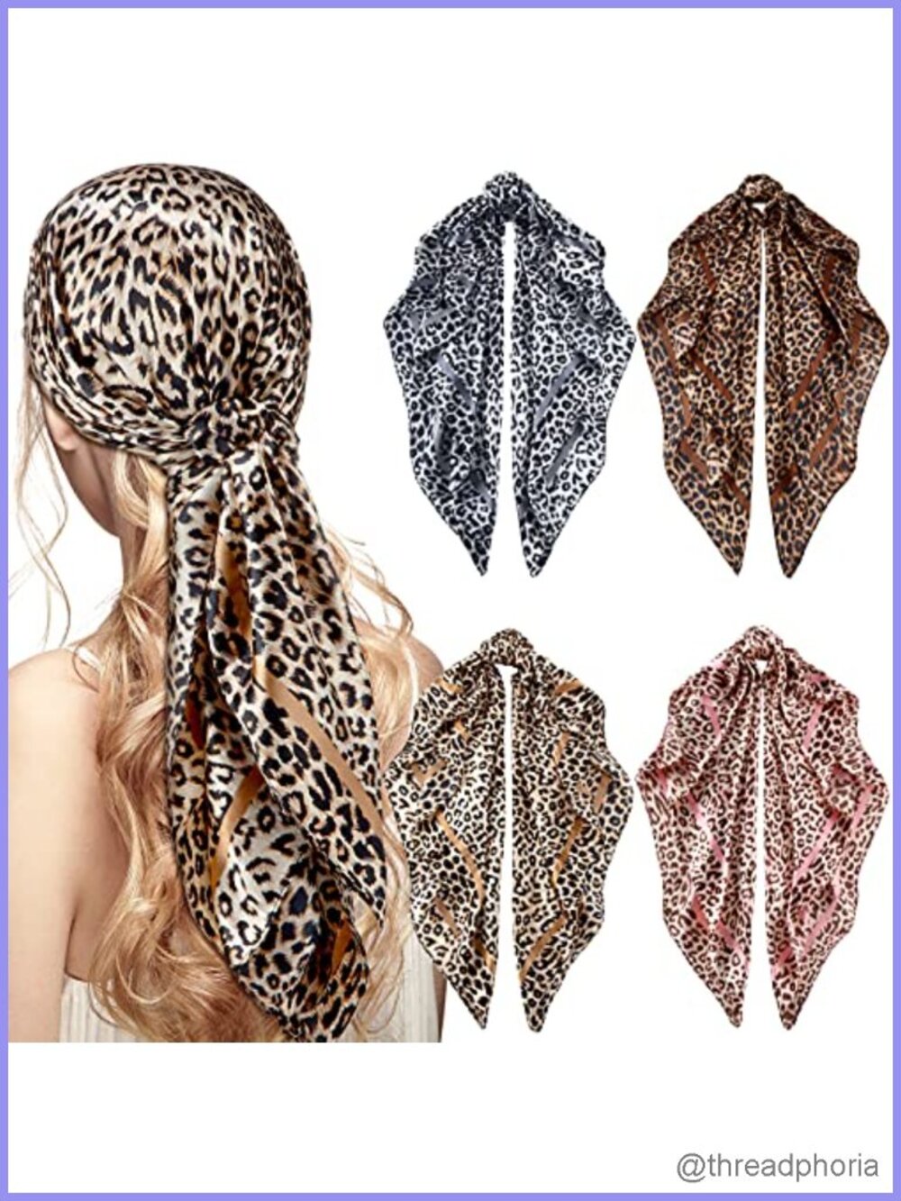 Satin Square Head Scarf 4 Pack – 35in Hair Wrap Scarf